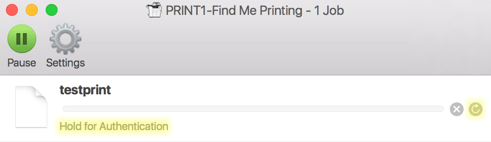 mac printing hold for authentication